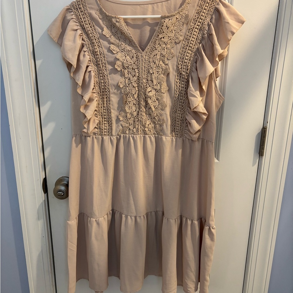 SHEIN Curve Elegant Beige Dress